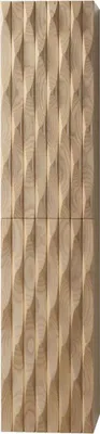 Productafbeelding van BELVIT ARGENA Hoge kast, 160 cm hoog, licht eikenhout met golfpatroon, 2 deuren, zonder handgrepen, soft-close sluiting, omkeerbaar, multiplex met espenfineer