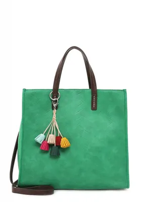Produktbild von Tamaris Damen Shopper 2in1 Umhängetasche Struktur Boho Anhänger Laureen 32080, Farbe:Grün