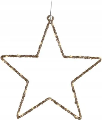 Obrázek produktu pro Závěsná lampa LED s vánoční hvězdou zlatá 38x38cm - slavnostní, elegantní design, teplé světlo