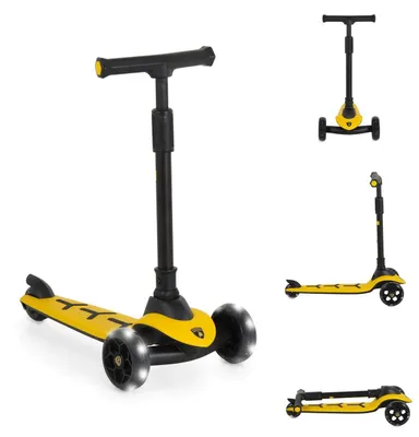 Obrázek produktu pro Moni Kinderroller Lamborghini, kola z polyuretanu (PU), ložiska ABEC-7, LED světlo, zadní brzda, maximální nosnost 50 kg, žlutá barva