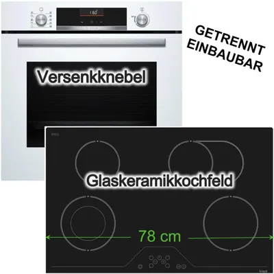 Produktbild von Herdset Bosch Air Fry 3D-Heißluft EcoClean + h|tech Kochfeld 78cm Bräterzone TouchControl