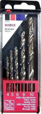 Produktbild von ROOKS Metallspiralbohrer OK-03.4651 4/5/6/8/10mm Schnellarbeitsstahl