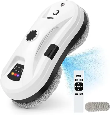 Image de Nettoyeur de fenêtres électrique - Robot de nettoyage de vitres - Puissance 5600 Pa - Télécommande - Blanc