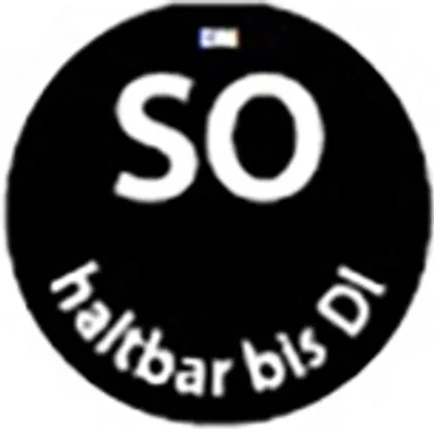 Produktbild von Day Mark Etiketten Ø 19 mm schwarz "Dissolve Mark" SO haltbar bis DI, völlig auflösbar