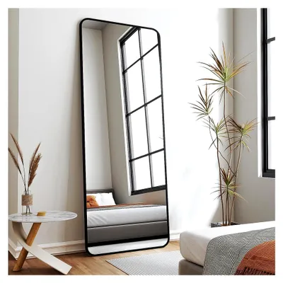 Produktbild von Ganzkörperspiegel Standspiegel Schwarz Metallrahmen Rechteckig für Schlafzimmer, Wohnzimmer, Ankleidezimmer (160x40cm)