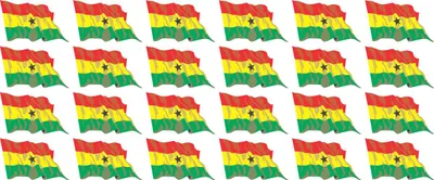 Produktbild von Mini Aufkleber Set - Pack wehend - 33x20mm - selbstklebender Sticker - Fahne - Ghana - Flagge / Banner / Standarte fürs Auto, Büro, zu Hause und die Schule - 24 Stück