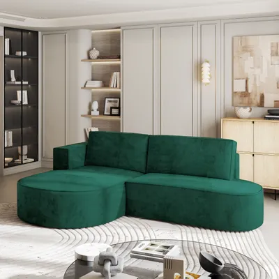 Produktbild von Masseno Ecksofa CORTIO M L-S mit Schlaffunktion L-Form, Sofa mit Bettkasten, Wohnzimmersofa, Couch, Soffa, Bettsofa, Couchgarnitur- Grün, MONOLITH 37