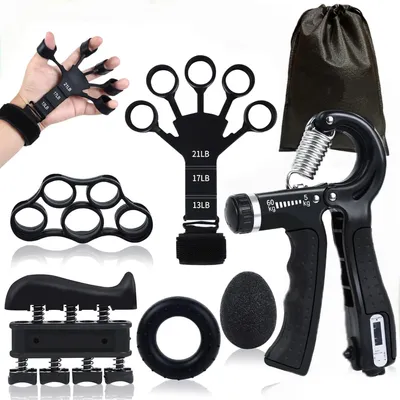 Produktbild von Handtrainer, Fingertrainer, Fingerhantel, Finger Trainingsgerät, 6er Set Handmuskeltrainer, Unterarmtrainer, Verstellbare