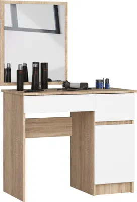 Image de Akord Coiffeuse Avec Miroir Droit Chêne Sonoma Et Blanc 90X50X142
