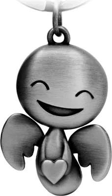 Produktbild von FABACH Schutzengel Schlüsselanhänger Happy mit Herz - Niedlicher Engel Anhänger aus Metall - Geschenk Glücksbringer Auto Partner - Fahr vorsichtig