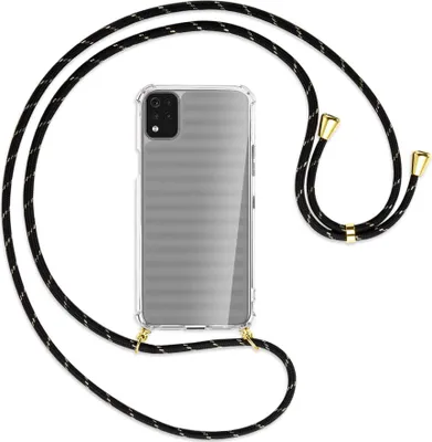 Produktbild von Handykette Backcover-Schutzhülle mit Band (Metall goldfarben) für LG K42 LM-K420 - schwarz/gold