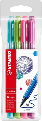 Obrázek produktu pro Sada STABILO pointMax, 4 kusy - fixy s tuhou špičkou - pouzdro s 4 designovými barvami
