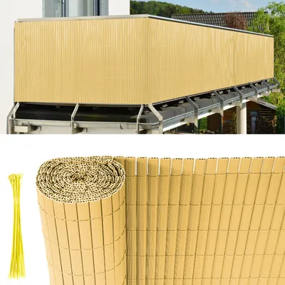 Produktbild von Yakimz PVC Sichtschutzmatte UV-Schutz Sichtschutzzaun Balkon Terrasse Windschutz Sichtschutz Outdoor Balkonverkleidung Wetterfest für Balkon Garten Markise Zaun Terrasse Bambus 90x800cm