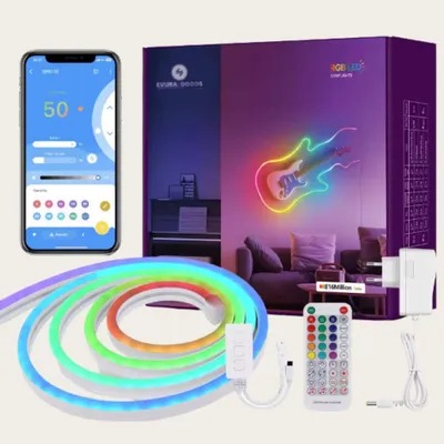 Produktbild von Evura Goods – Neon Streifen 3 Meter – RGBIC – Neon Beleuchtung – Weihnachtsbeleuchtung – Außenbeleuchtung – Innenbeleuchtung – Lichtschlauch – Neon LE