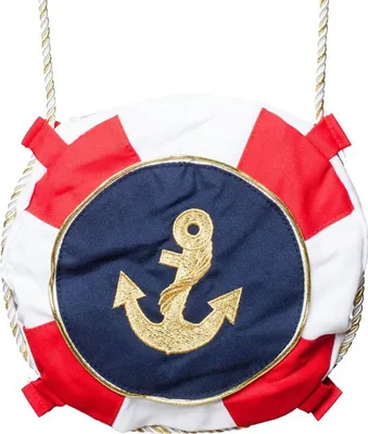 Matrosen Handtasche mit Reißverschluss Rettungsring Rot Weiß für Damen Kostüm-Zubehör Fasching Karneval Mottoparty