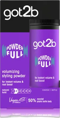 Product packaging for Got2b Powder Ful Styling Hair Powder.