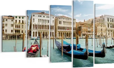 Produktbild von Bild auf Leinwand - Leinwandbild - Architektur venedig italien gondel - 100x60cm - Wand Bild - Wanddeko - Leinwanddruck - Bilder - Kunstdruck - Leinwand bilder - Wandkunst - EG100x60-2705