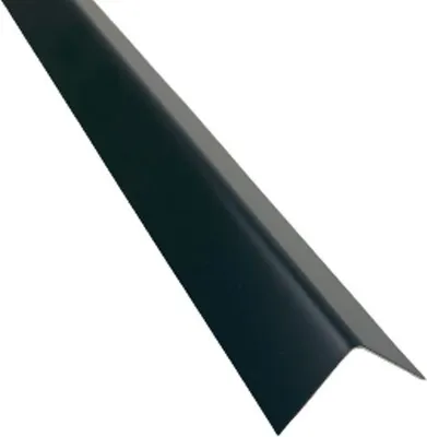 A dark gray metal corner profile is shown diagonally against a white background.