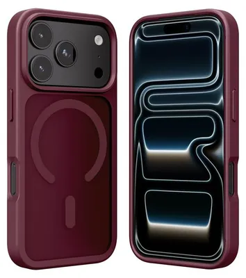 Zdjęcie produktu dla Etui Crong do iPhone 17 Pro MAGSAFE Hybrid Matte Burgundowe Wytrzymałe