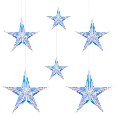 6er Set 3D-Papiersterne, Weihnachtsdekoration, 15-40 cm