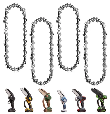 Immagine prodotto di 4 catene per motosega, lunghezza 10 cm, 28 maglie di trasmissione, passo 1/4"