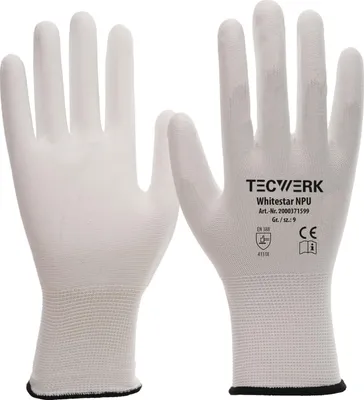 Produktbild von Handschuhe Whitestar NPU Gre 7 (M) wei EN 388 PSA-Kategorie II