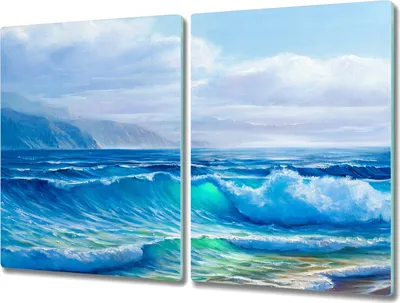 Produktbild von Coloray Hackbrett Küchenbrett Kochplattenabdeckung Schneidebrett Herdabdeckplatte 2x40x52 cm - Ozeanwellen Wolken