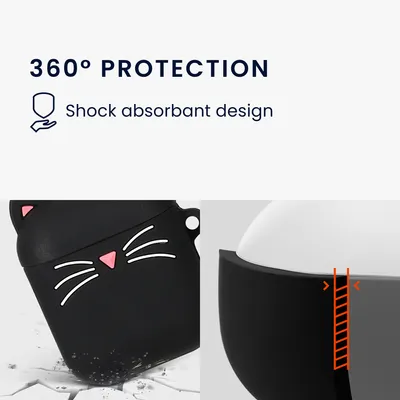 Produktbild von kwmobile Hülle kompatibel mit Apple Airpods 1 & 2 Hülle - Silikon Kopfhörer Schutzhülle Case Cover Schwarz Weiß
