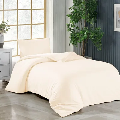 Produktbild von Bettwäsche 135x200 + 80x80 cm Beige Bettbezug Baumwolle, 2-teilig