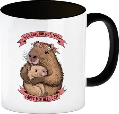 Produktbild von Capybara - Alles Gute zum Muttertag Kaffeebecher in schwarz