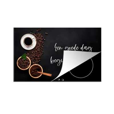 Produktbild von KitchenYeah© Herdabdeckplatte Sprichwörter - Ein guter Tag beginnt mit Kaffee - Zitate - Kaffee , 85x52cm, Küche Deko, Glaskeramikkochfeld Herdabdeckung, Abdeckplatte fùr Kochfeld