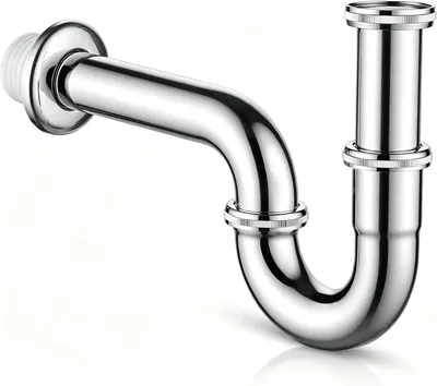 Produktbild von Siphon für Waschbecken – Universeller Rohrsiphon – Verchromter Edelstahl-Waschbecken-Siphon – Höhenverstellbar – Leicht zu reinigen
