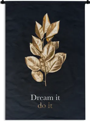 Produktbild von MuchoWow® Wandteppich Wandbehang Zitat - Gold - Luxus 120x180 cm Tapisserie Dekoration Wandtuch - Schlafzimmer - Dekorationen für das Haus
