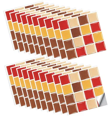 Produktbild von Selbstklebende Mosaik Fliesen 30 Stuck, PVC Wandfliesen Selbstkleber 10x10cm, Wasserfest Hitzebeständig Dekoration Fur Wand Flur