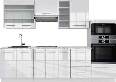 Zdjęcie produktu dla Aneks kuchenny Vicco Fame-Line Biały wysoki połysk/biały 280 cm , BP Marmur, Model 42631