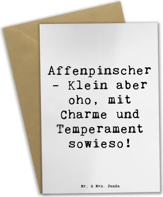 Produktbild von Mr. & Mrs. Panda Grußkarte Spruch Affenpinscher Charme - Weiß - Geschenk, einladungskarten, hochzeitskarten, Hunderasse, Temperament, Hunderassen Vielfalt, kleiner Hund
