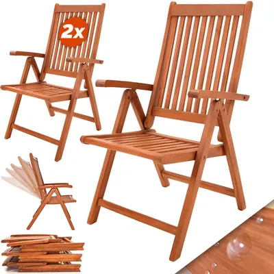 Produktbild von CASARIA® 2er Set Gartenstuhl Balkonstuhl Holz FSC®-zertifiziert Eukalyptus Klappbar Rückenlehne 5-fach Verstellbar 55x70cm Garten Balkon Terrasse Klappstuhl Hochlehner Braun