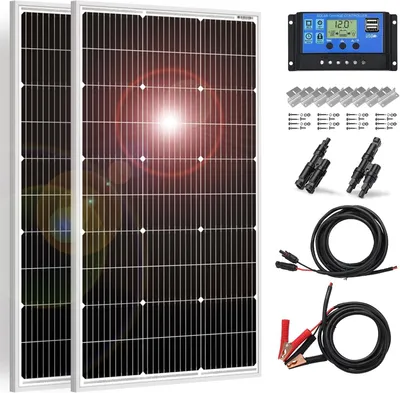 Productafbeelding van Zonnepaneel Set van 2 - Zonnepanelen - Zonnepaneelset - 12V Zonnepaneel - Camper Zonnepaneel