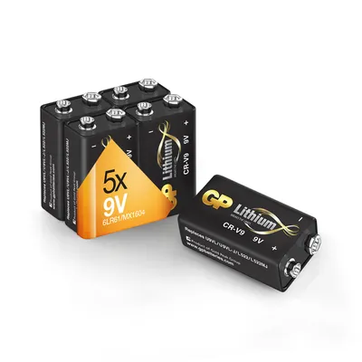 Produktbild von GP Lithium 9V Block Batterien, 9 Volt Lithium Li-MnO2, 10 Jahres Batterie Longlife (5 Stück 9v Block Lithium) ideal z.B. als Rauchmelder Batterie, für Feuermelder, Mikrofone etc.