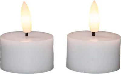 Productafbeelding van Theelicht led 3d vlam op batterij met timer 2 stuks d4h5 cm wit Anna's Collection