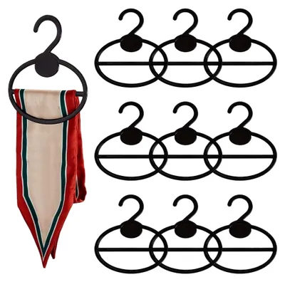 Produktbild von 10 Stück Schwarze Schalbügel aus Kunststoff, Ovaler Schal Organizer Aufhänger für Schals und Krawatten, Platzsparender Schal Aufhänger für den Schrank 5.5x6