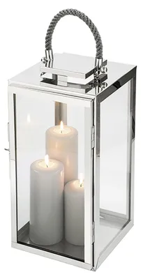 Produktbild von FINK Laterne SEVILLA - Windlicht aus Edelstahl und Glas, silberfarben, grau, H 48 cm - für innen und außen, Terrasse