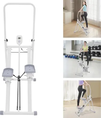 Produktbild von Treppensteiger - Stepper - Faltbar - 150 kg max. Belastung - LCD-Display - Griff höhenverstellbar, 3 Stufen - Mit Widerstandsbändern - 53×85×126,5 cm - Weiß