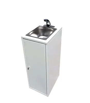 Produktbild von Mobiles Waschbecken Sensor mit Durchlauferhitzer 50°C | Autark ohne Wasseranschluss | Spüle kontaktlos mit Frisch- & Abwassertank | Gastro | UM1BBDb