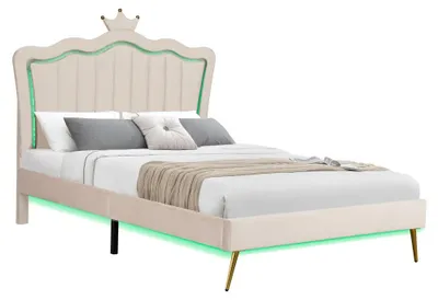 Obrázok produktu pre Kondela Čalúnená manželská posteľ s roštom Rania 140x200 - béžová (Velvet)