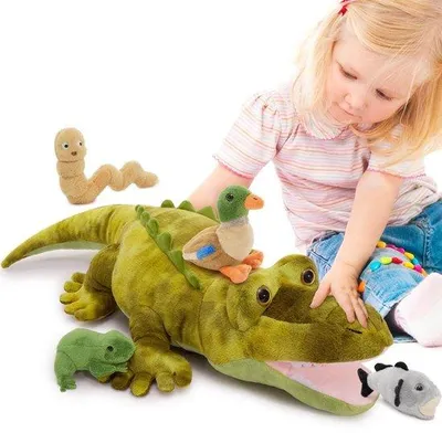 Productafbeelding van Pluche Krokodil met Dierenspeeltje Binnenin - 65 cm