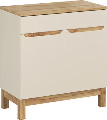 Produktbild von Badezimmer-Waschtischunterschrank 80 cm in kaschmir und Eiche, 2-türig - SOLNA-56-CASHMERE