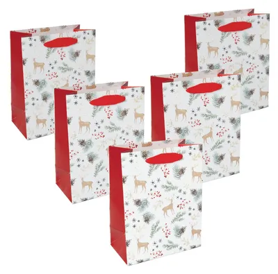 Productafbeelding van Set van 5 geschenktassen met kerstmotieven in aquarel
