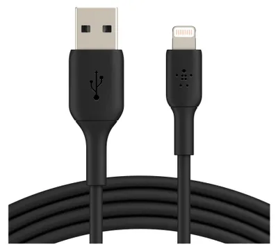 Produktbild von Belkin USB-A auf Lightning Kabel, Schwarz, 3m