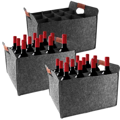 Produktbild von Set mit 3 zusammenklappbaren Flaschenhaltern für 12 Flaschen